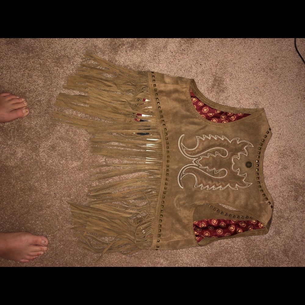 Durango real leather vest. With tassels.
